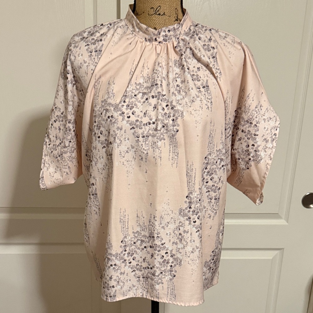 SHEIN Blush Pink Printed Short-Sleeve Blouse